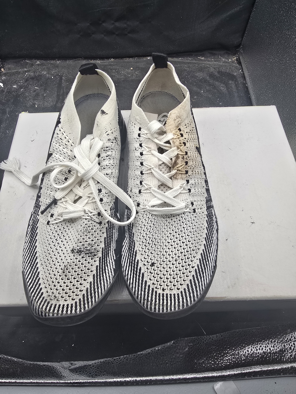 Men's Lightweight Knit Lace-Up Sneakers in White and Black